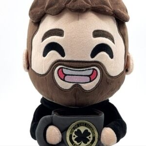 Smiling Plush Toy with Coffee Mug